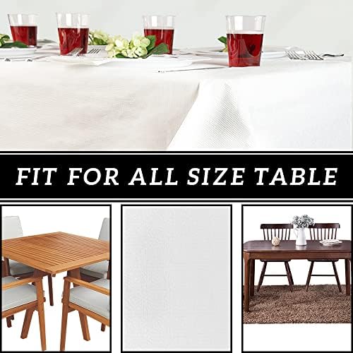 כיסויי שולחן חד פעמיים למסיבות - 54 איקס 108 [1 רוזן] 3 נייר רובדי וכיסוי שולחן לבן מפלסטיק
